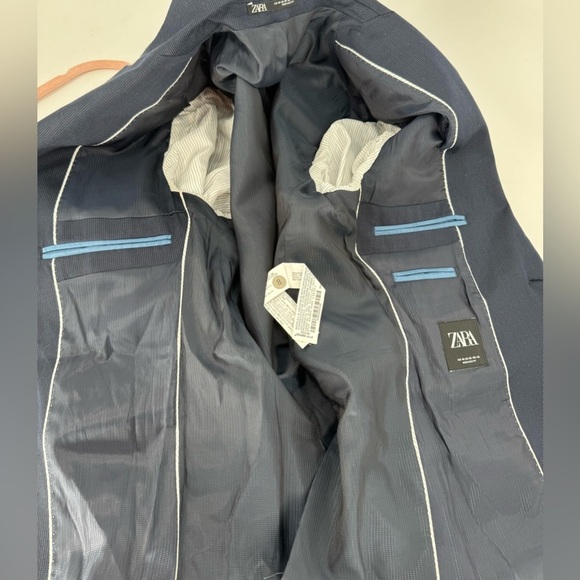 Zara Men's Navy Blue Two Button Blazer Suit Jacket - Picture 10 of 12